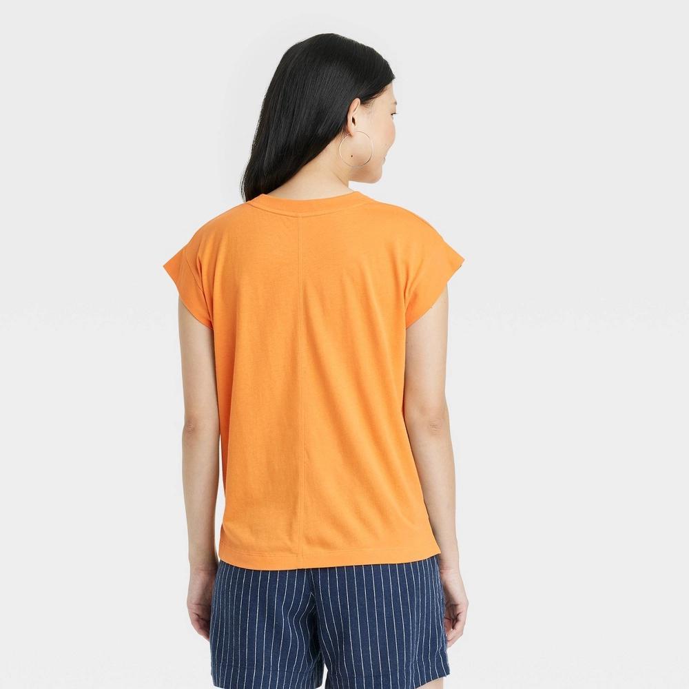 Womens Short Sleeve Extended Shoulder T-Shirt - A New Day Orange M Product Image