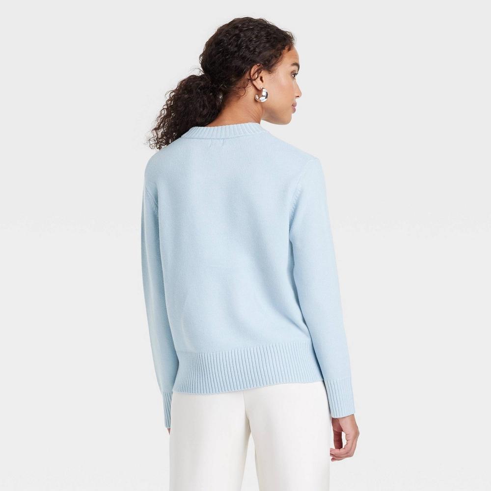 Women's Crewneck Pullover Sweater - A New Day™ Light Blue M Product Image