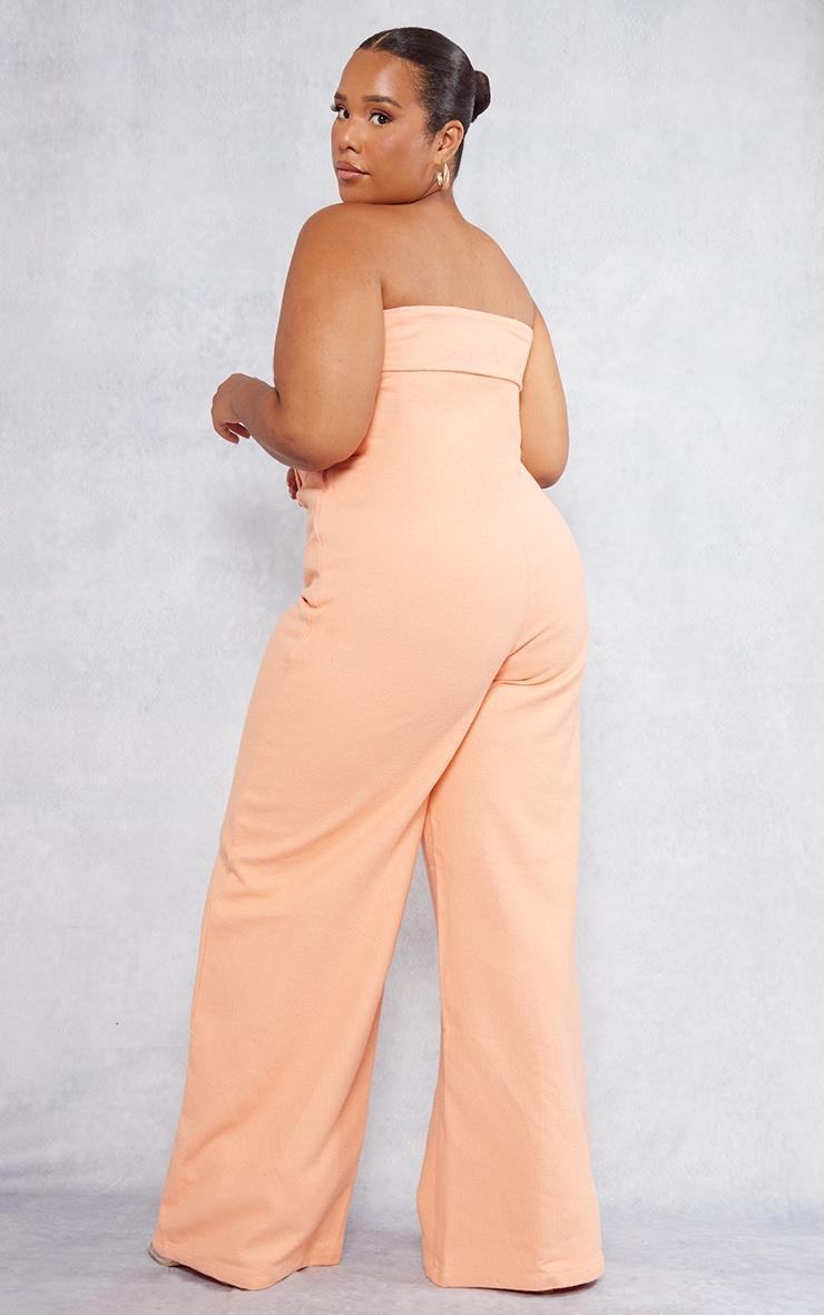  Plus Peach Linen Look Ruched Bust Detail Bandeau Jumpsuit Product Image