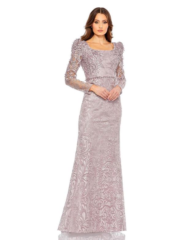 Womens Embroidered Tulle Trumpet Gown Product Image