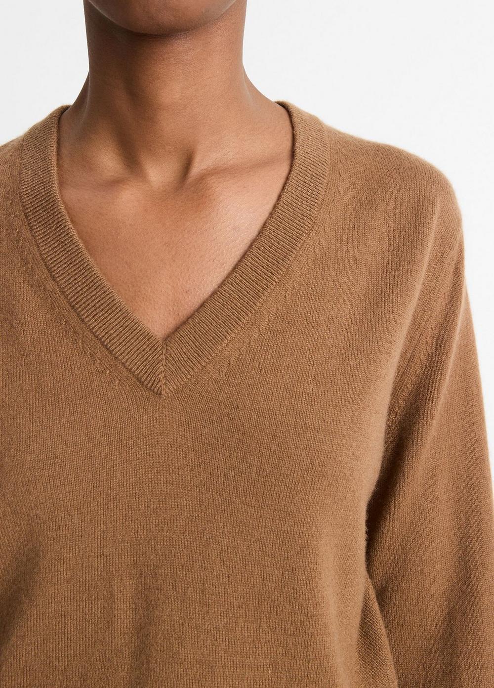 Womens Cashmere Casual V-Neck Sweater, Almond, Size L Vince Product Image