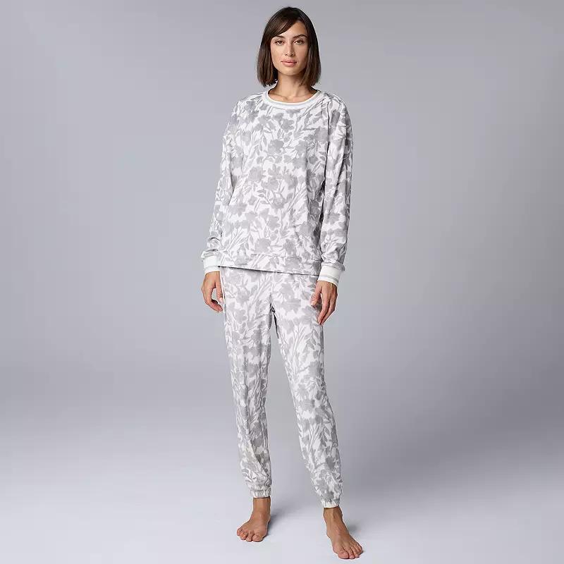 Womens Simply Vera Vera Wang Long Sleeve Pajama Top & Pajama Bottoms Set Product Image