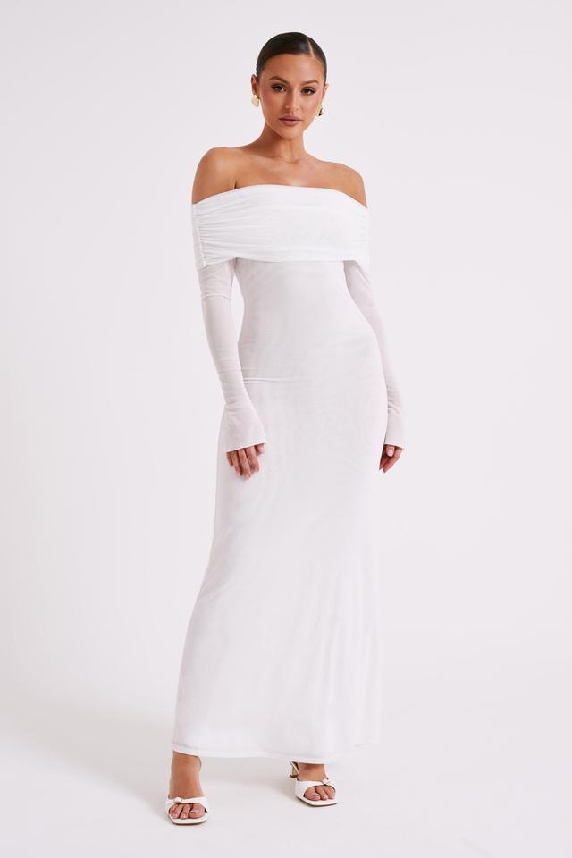 Josie Off Shoulder Mesh Maxi Dress - Ivory Product Image