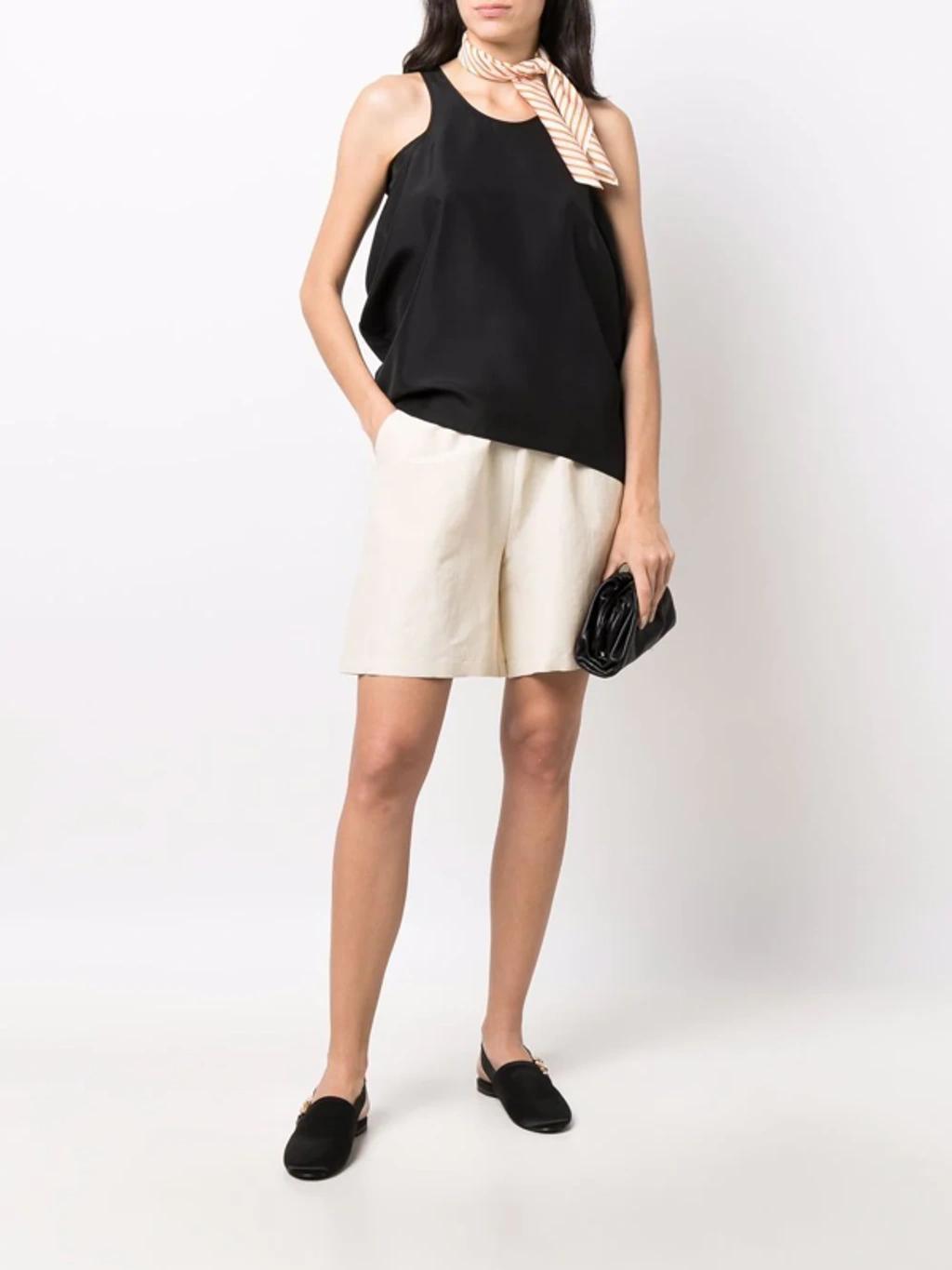 Draped-side Silk-satin Top In Black Product Image