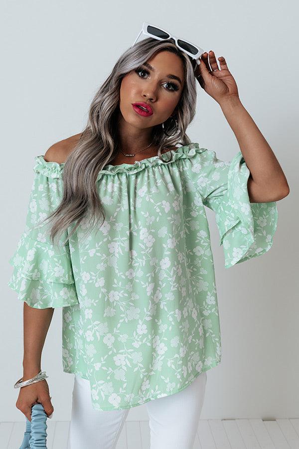 Best Song Ever Floral Shift Top In Sea Glass Product Image