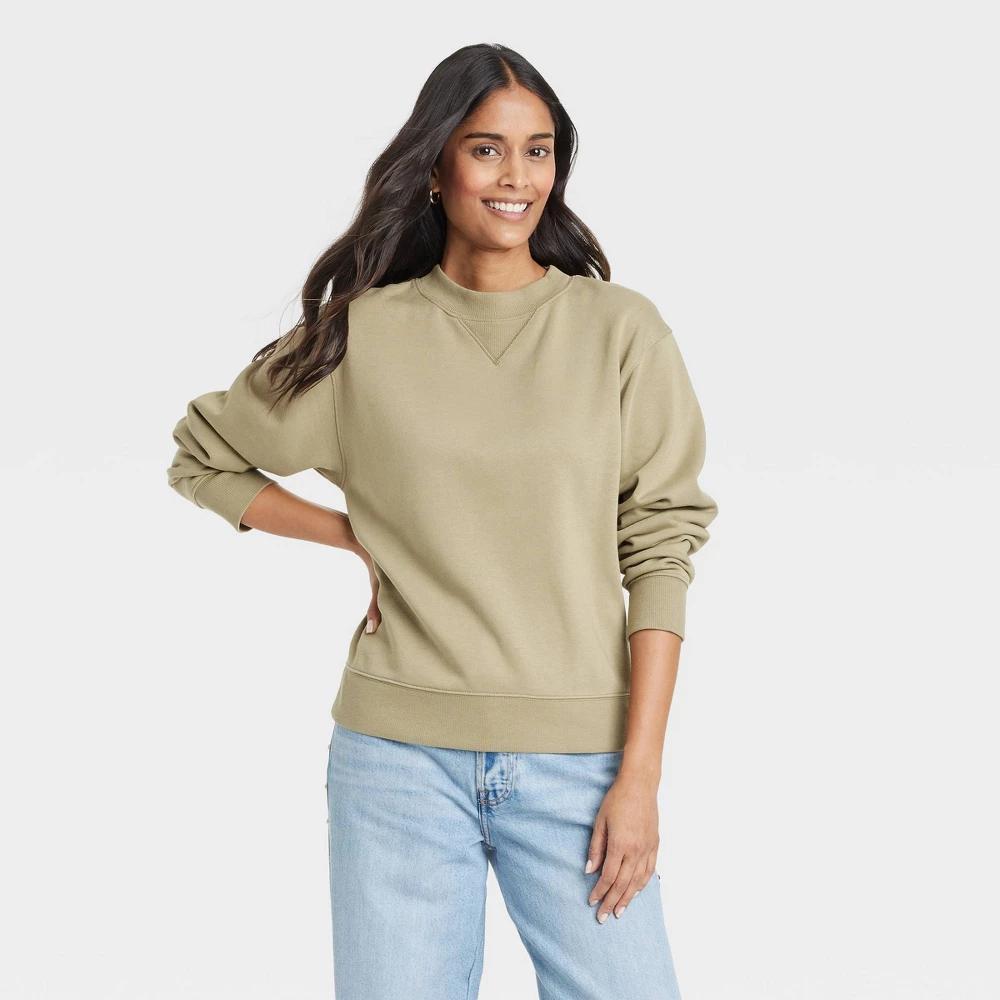 Womens Leisure Studio Sweatshirt - Universal Thread Olive XS Product Image