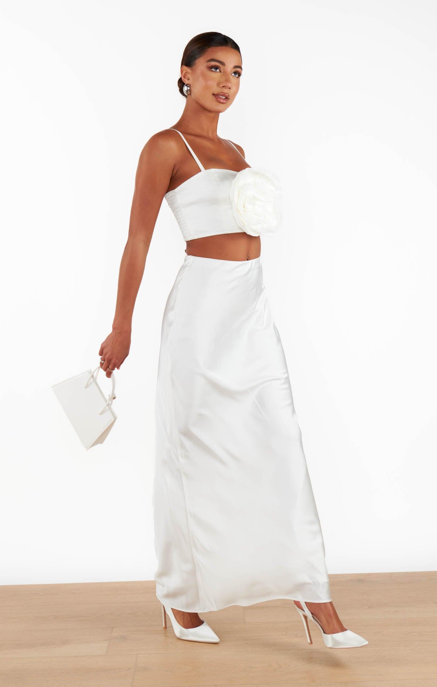 Maxi Slip Skirt ~ Ivory Luxe Satin Product Image