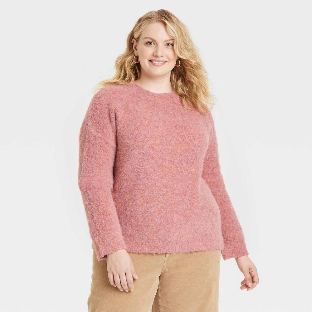 Womens Boucle Crewneck Pullover Sweater - Universal Thread 2X Product Image