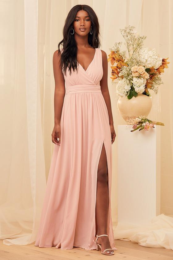 Thoughts of Hue Blush Surplice Maxi Dress Product Image