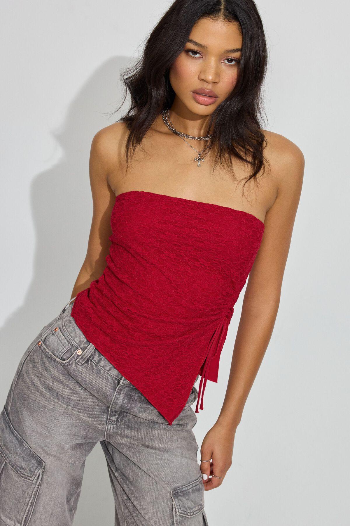 Lace Asymmetric Tube Top Product Image