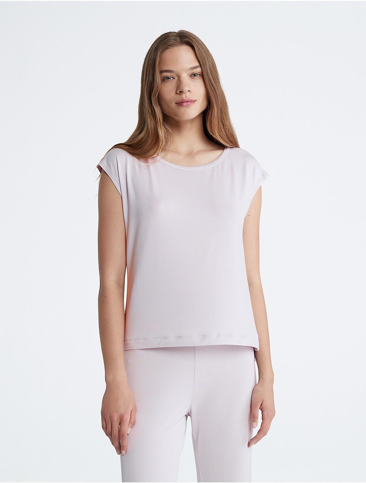 Calvin Klein Womens Ultra-Light Lounge Wide Neck Sleep Top - Grey - XL Product Image