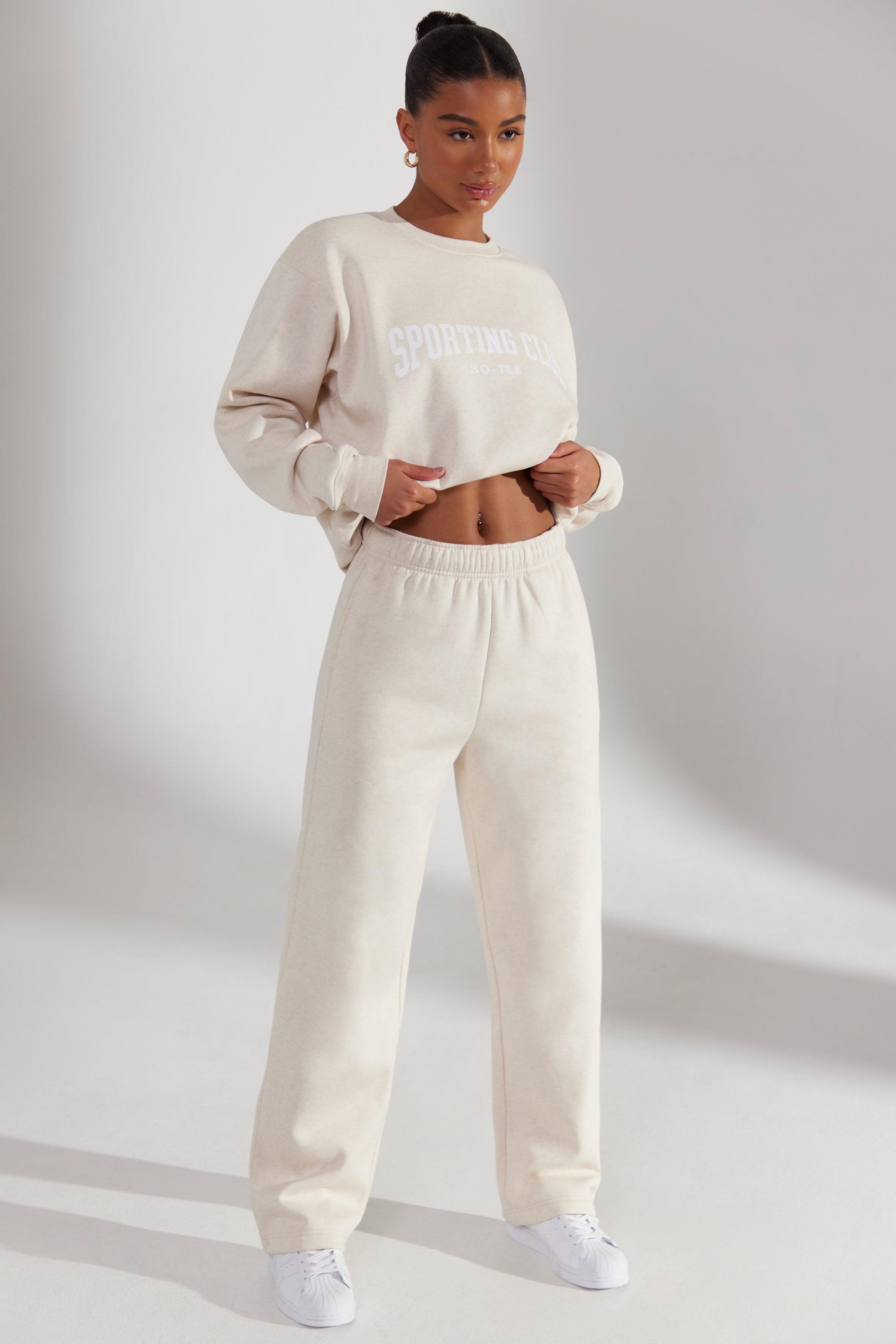 Wide Leg Joggers in Heather Oat Product Image