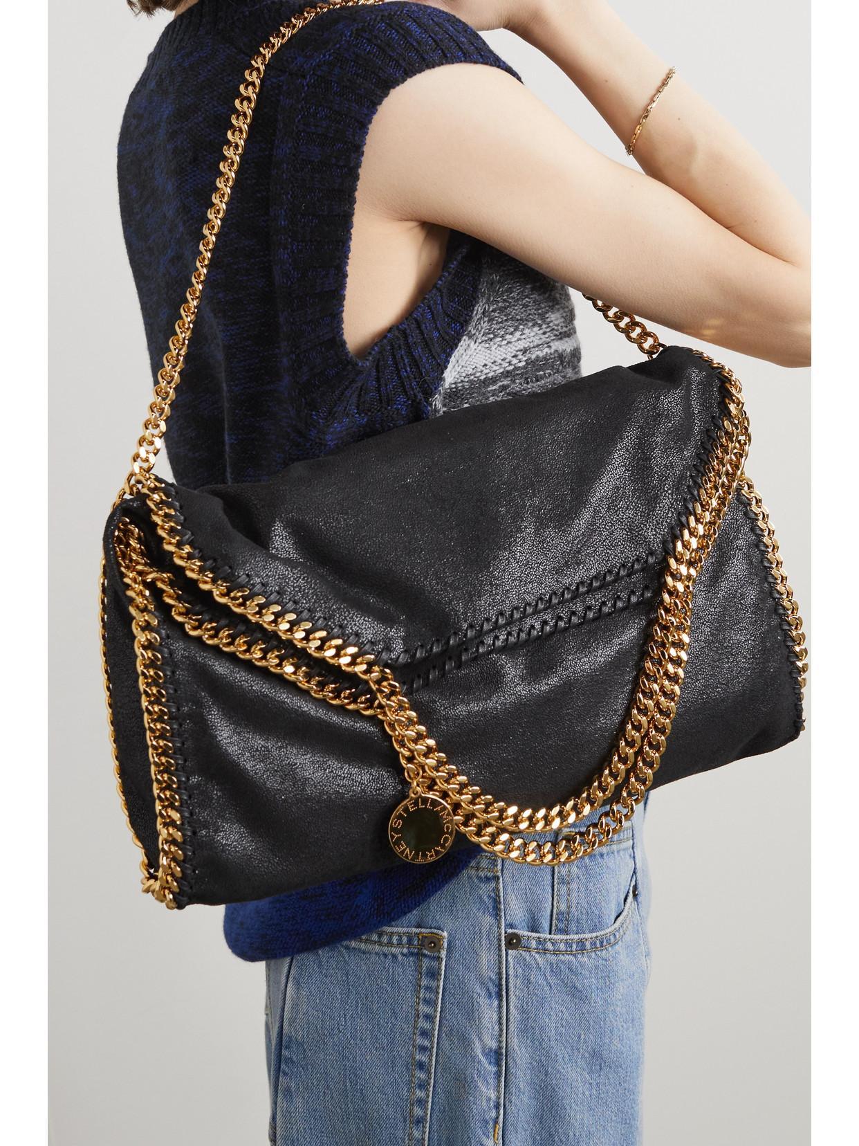 The Falabella Mini Faux Brushed-leather Shoulder Bag In Black Product Image