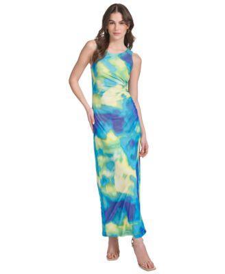 Women's Printed Ruched Maxi Dress Product Image