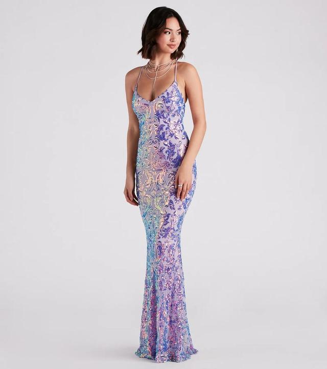 Taisia Formal Sequin Scroll Dress Product Image