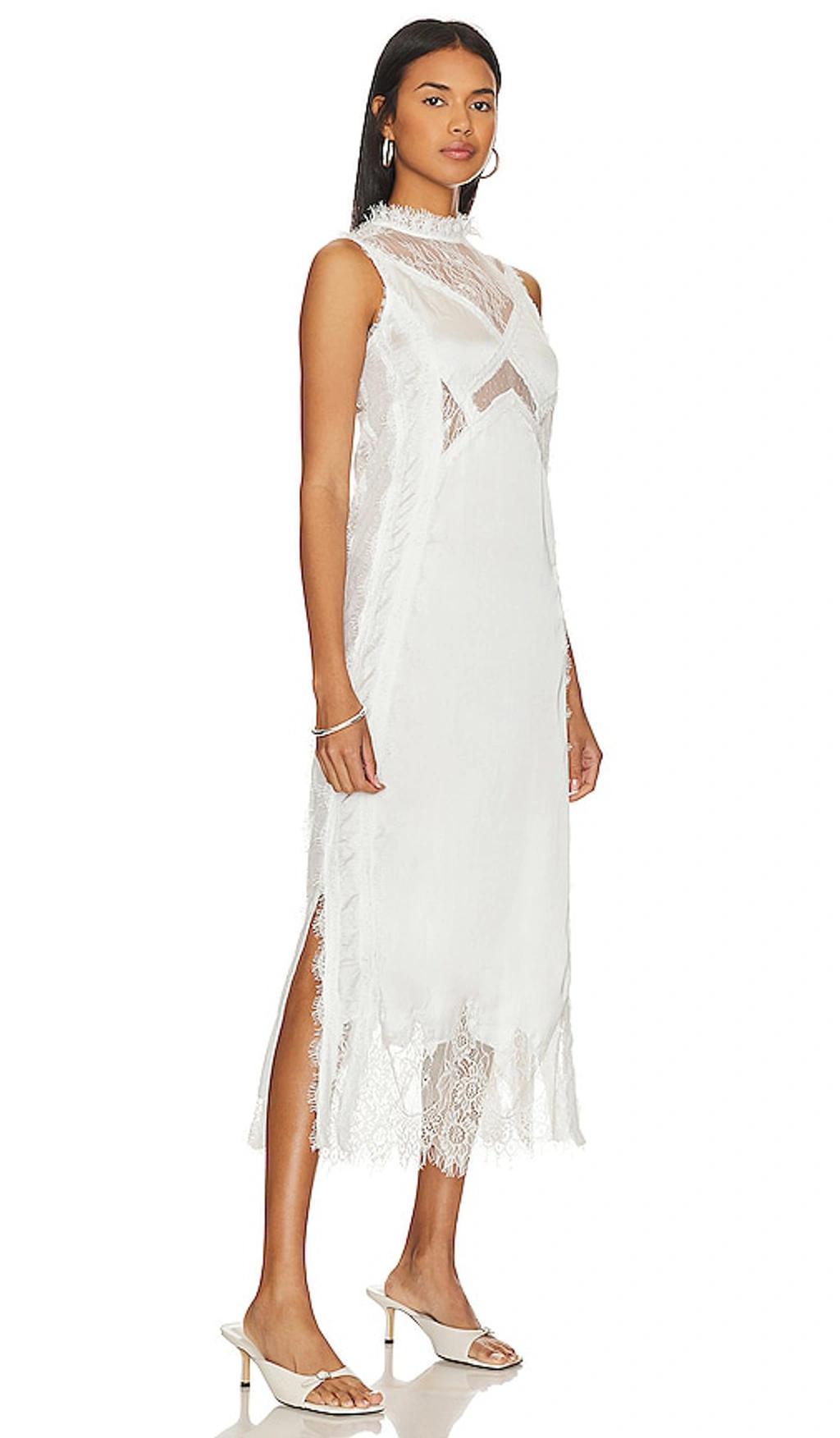 Womens White Mila Lace-trim Relaxed-fit Woven Maxi Dress Product Image