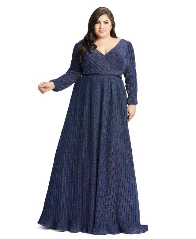 Womens Plus Size Midnight Shimmering V-Neck Evening Gown Product Image