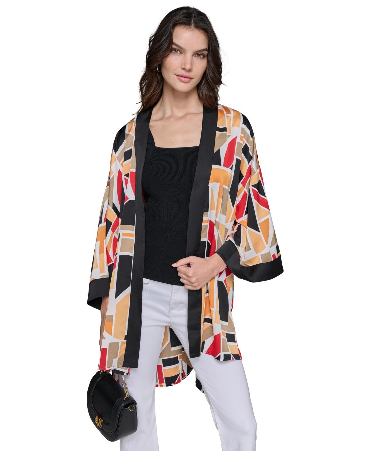 Karl Lagerfeld Paris Womens Printed Open-Front Kimono Product Image