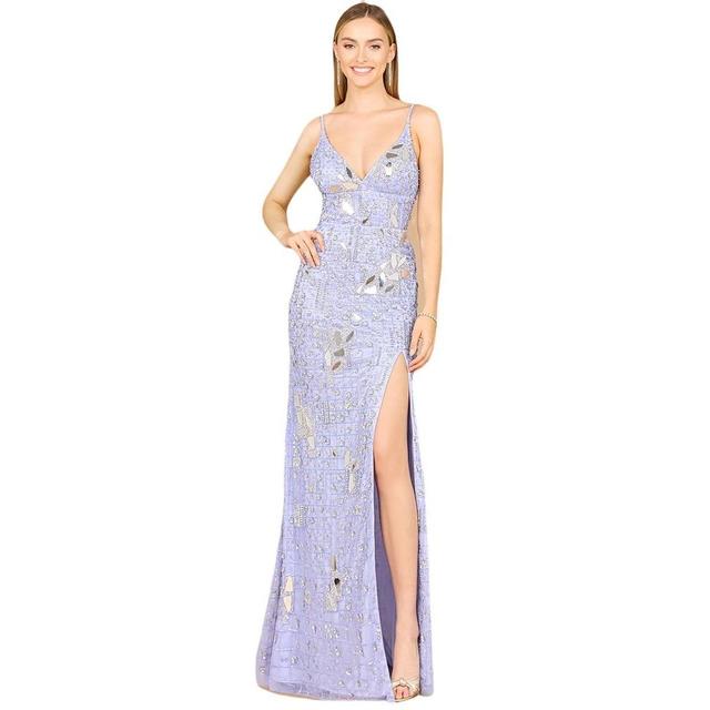 Lara Womens Mirror Beaded Gown With High Slit Product Image