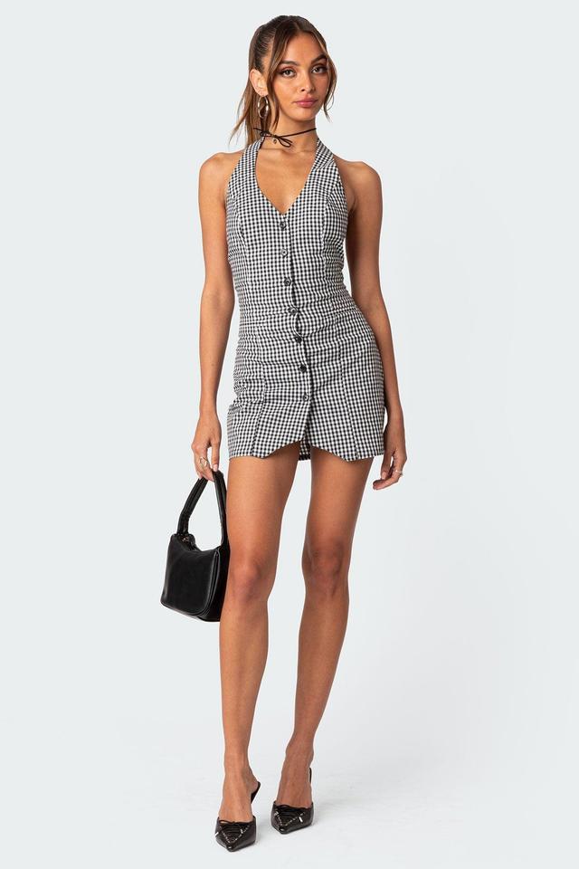 Narissa Gingham Open Back Mini Dress Product Image