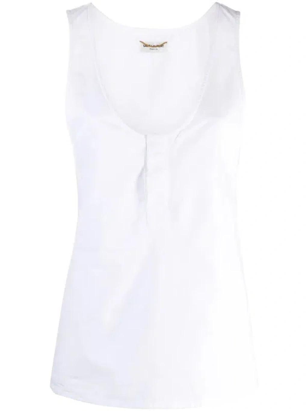 White Henley Tank Top Product Image