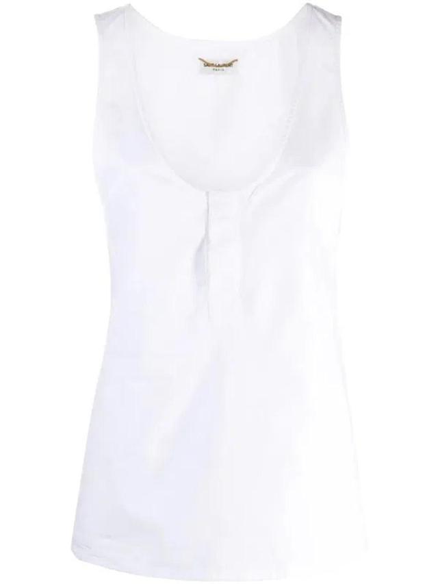 White Henley Tank Top Product Image