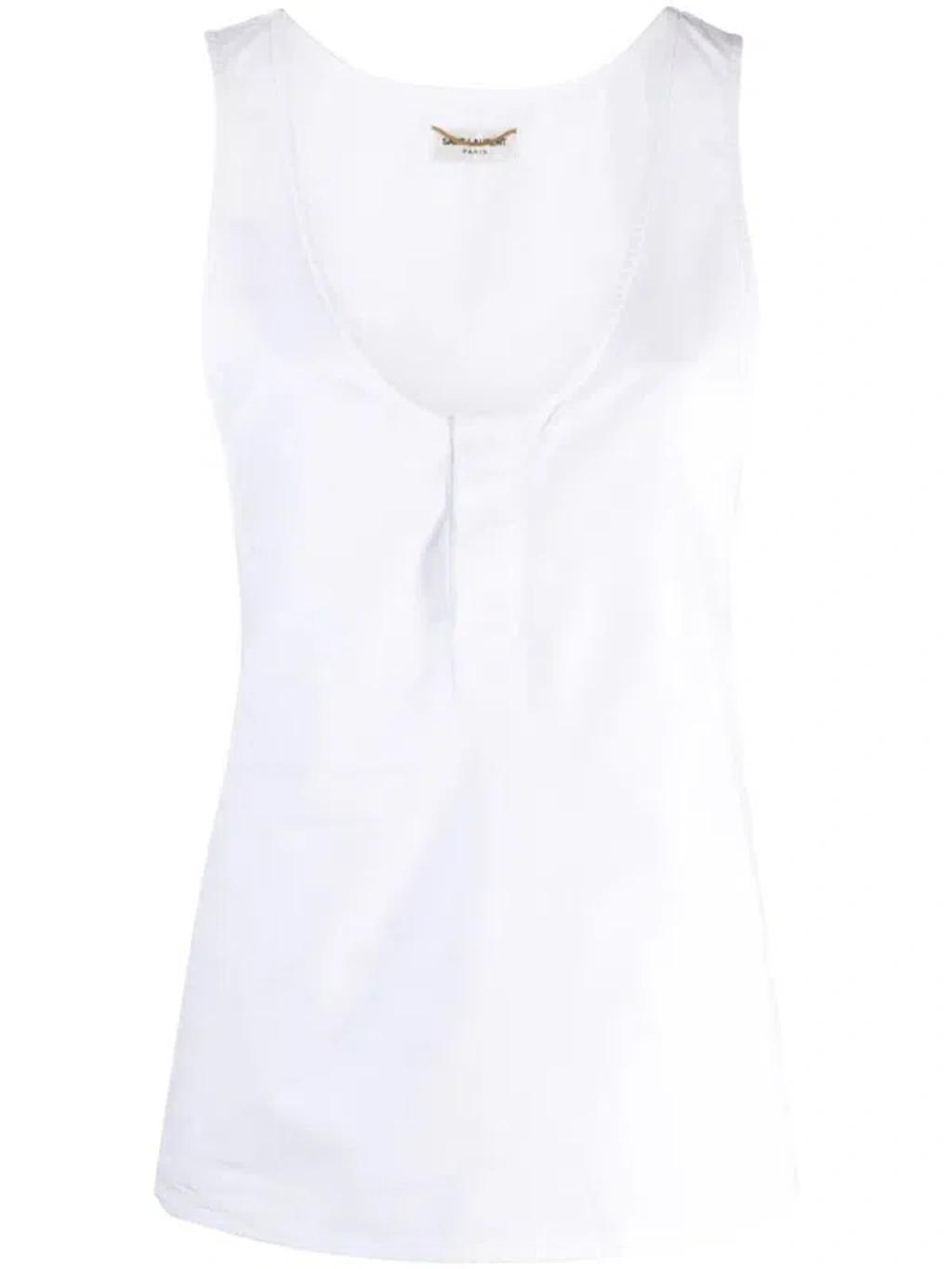 Henley  Tank Top In White Product Image