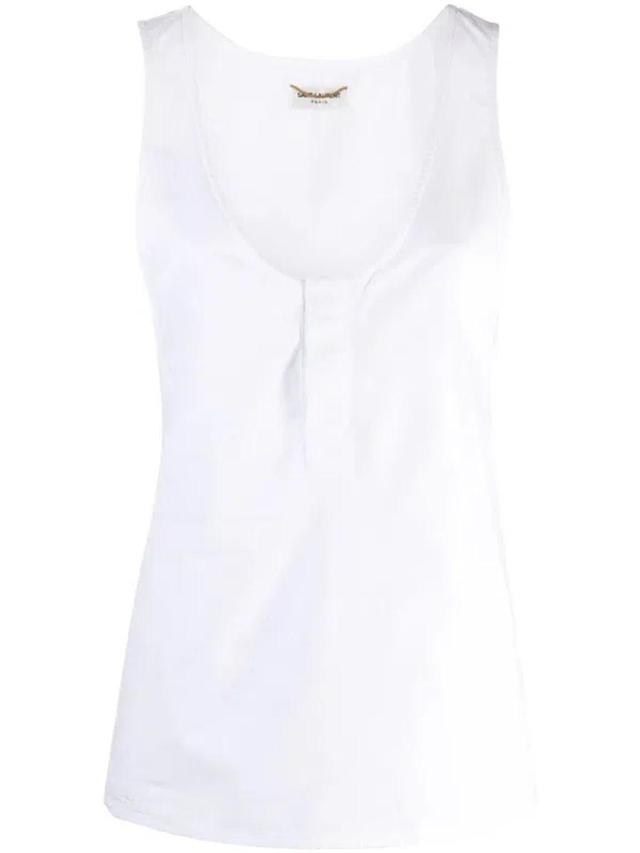 Henley  Tank Top In White Product Image