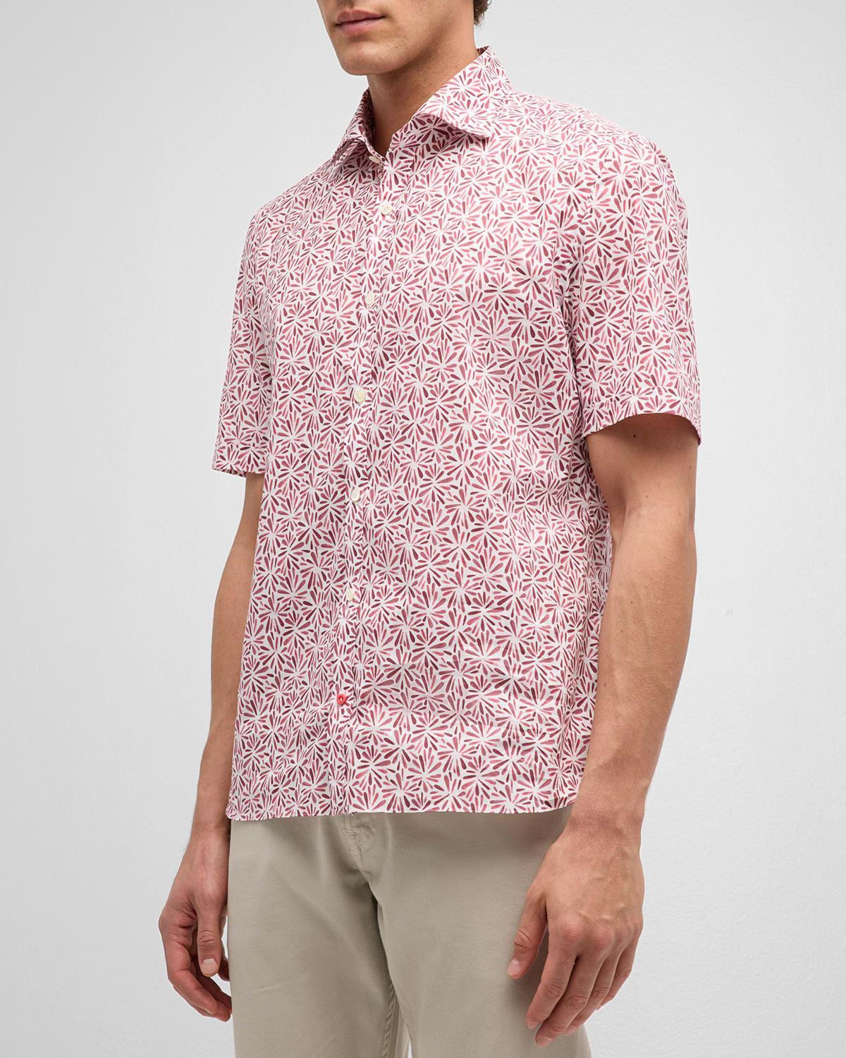 Mens Cotton Sun Burst-Print Short-Sleeve Shirt Product Image