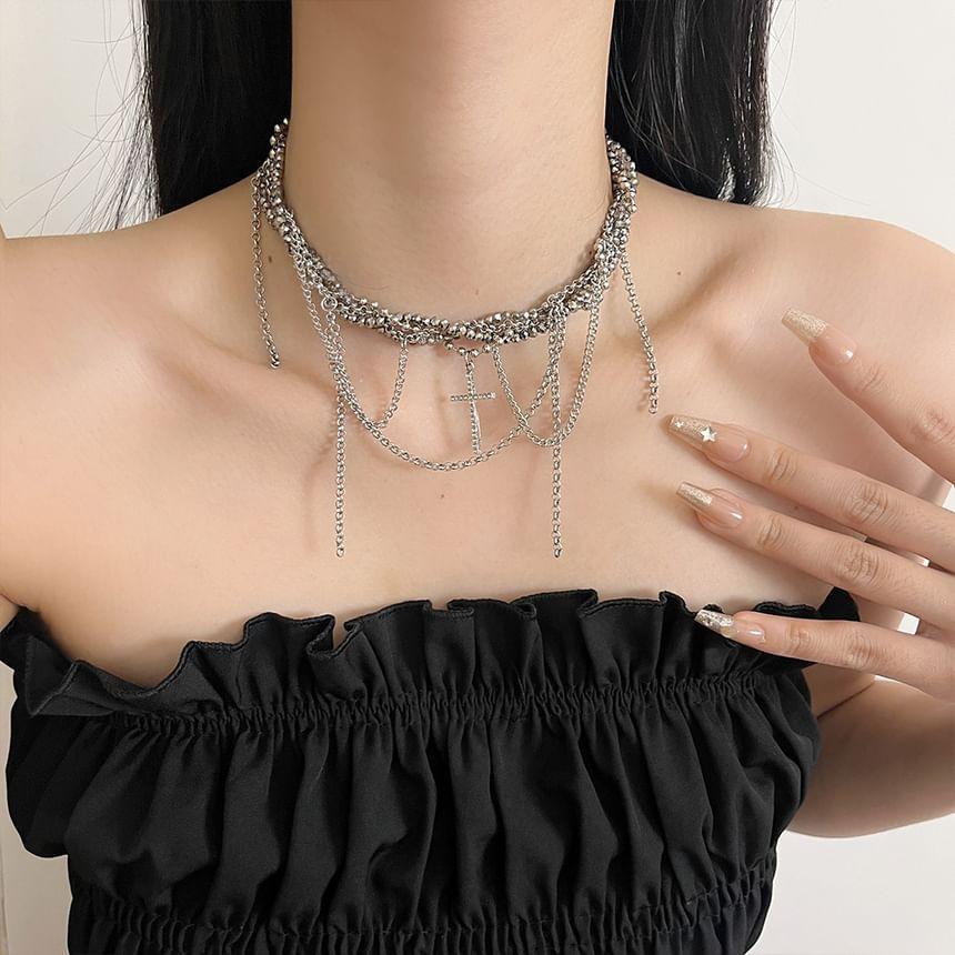 Cross Acrylic Bead Alloy Choker Product Image