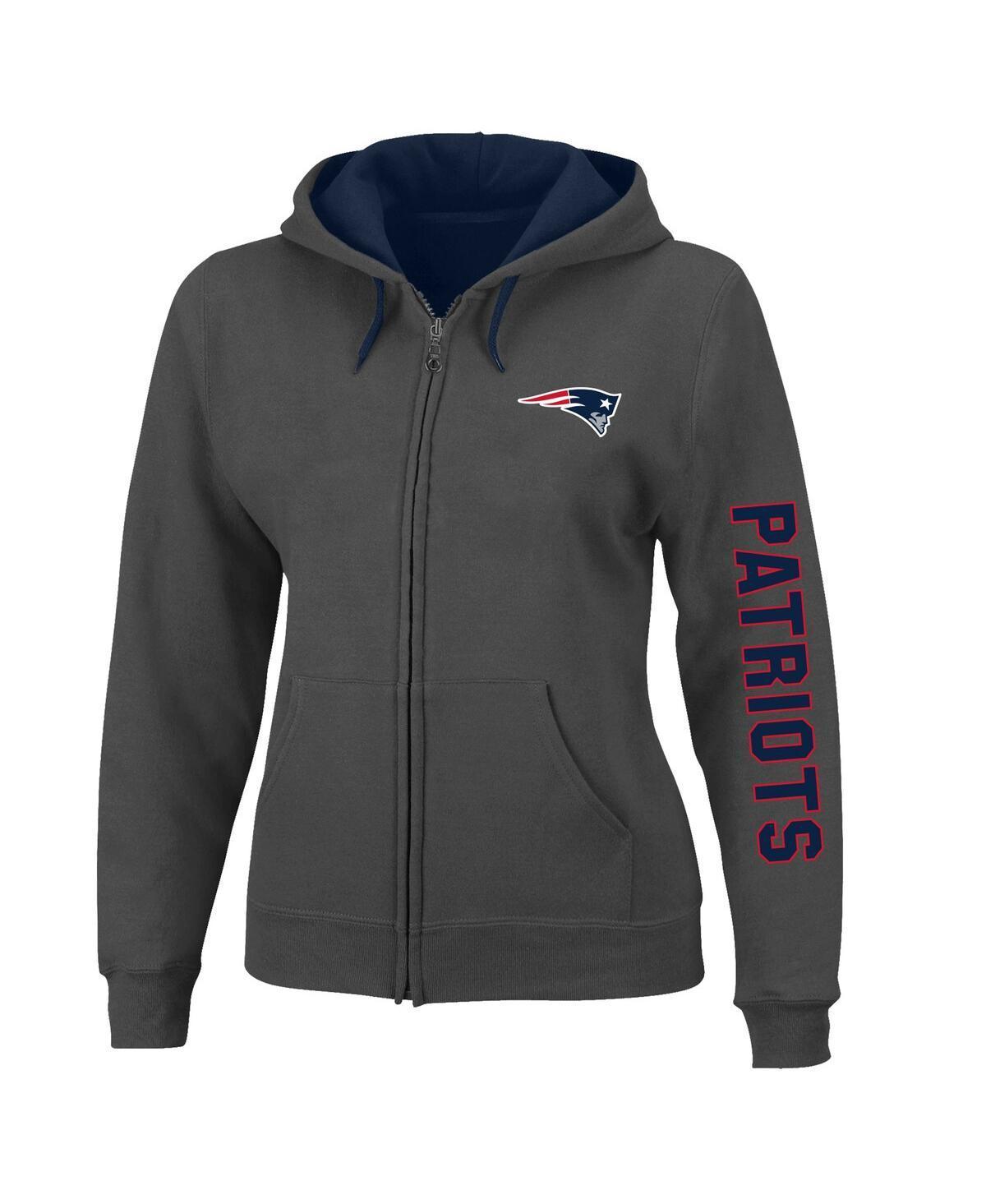 Womens Heather Charcoal New England Patriots Plus Size Fleece Full-Zip Hoodie Jacket Product Image