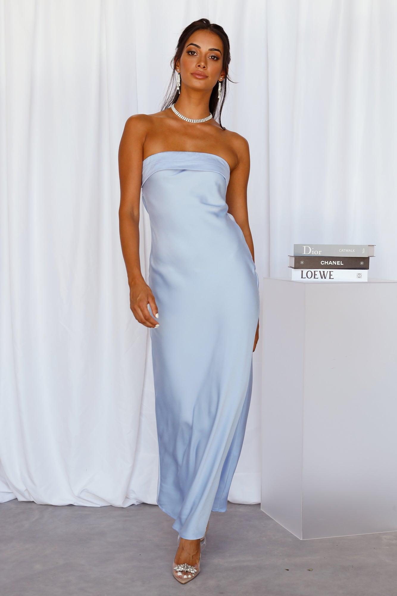 Coolness Calling Satin Maxi Dress Blue Product Image