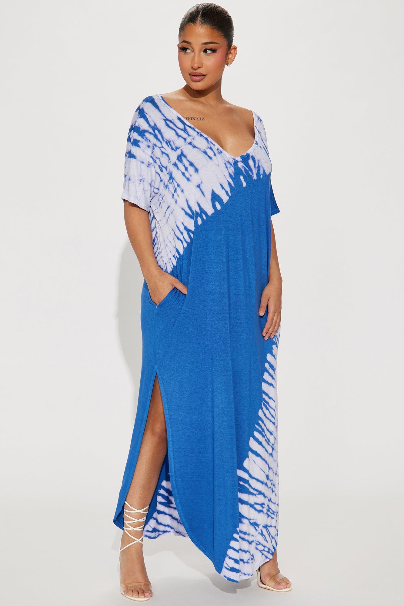 Delilah Tie Dye Maxi Dress - Blue Product Image