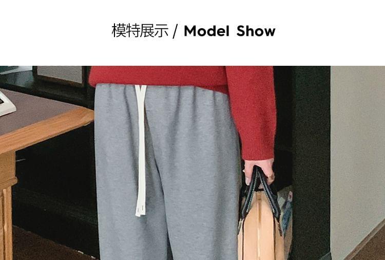 Drawstring Waist Plain Wide Leg Sweatpants Product Image