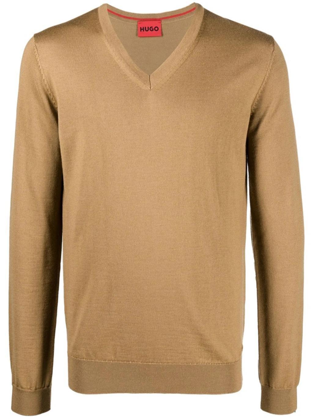 V-neck Long-sleeve Jumper In Nude Product Image