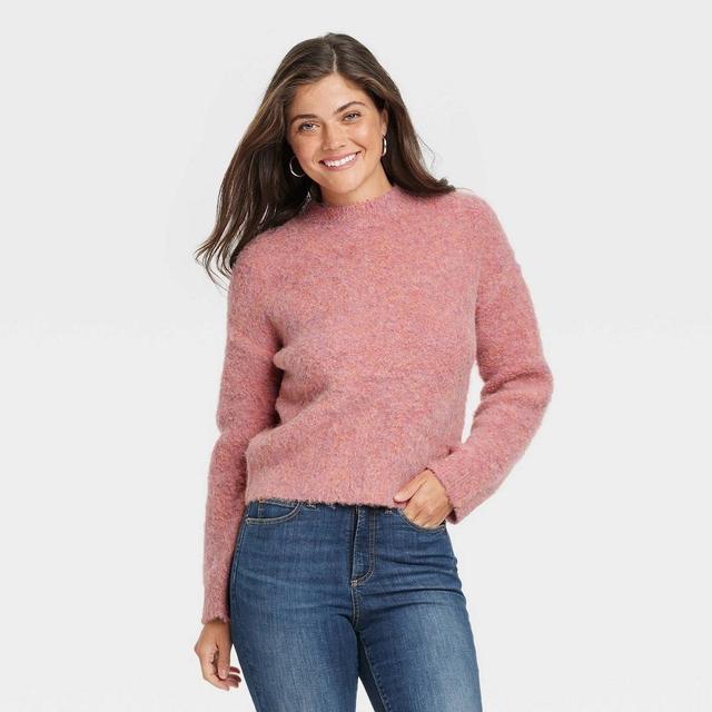 Women's Boucle Crewneck Pullover Sweater - Universal Thread™ Pink XL Product Image