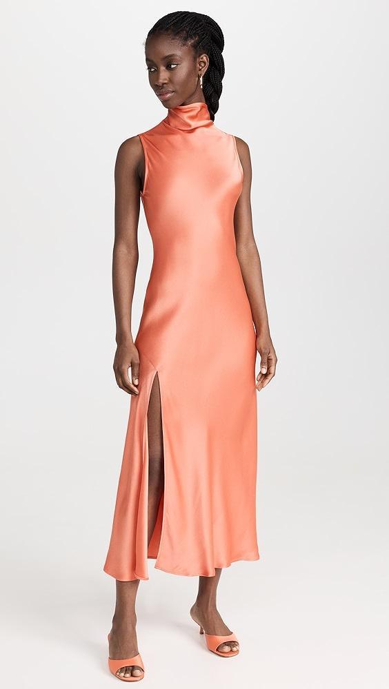 LAPOINTE Double Face Satin Drape Neck Sleeveless Dress | Shopbop Product Image