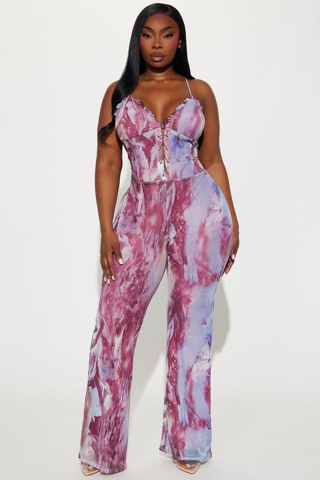 Love The Idea Mesh Jumpsuit - Purple/combo Product Image