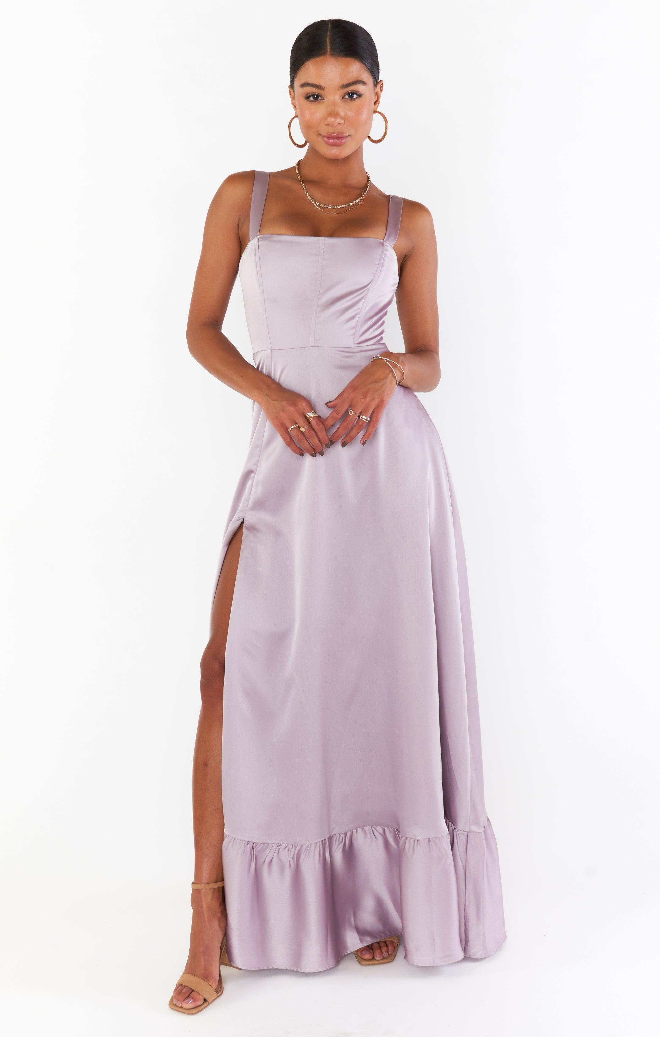 Clarissa Corset Dress ~ Dusty Purple Luxe Satin Product Image