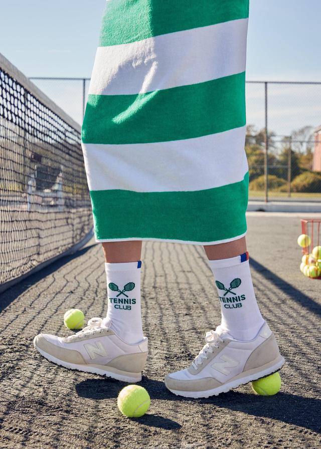 The Women's Tennis Sock - White/Green Product Image