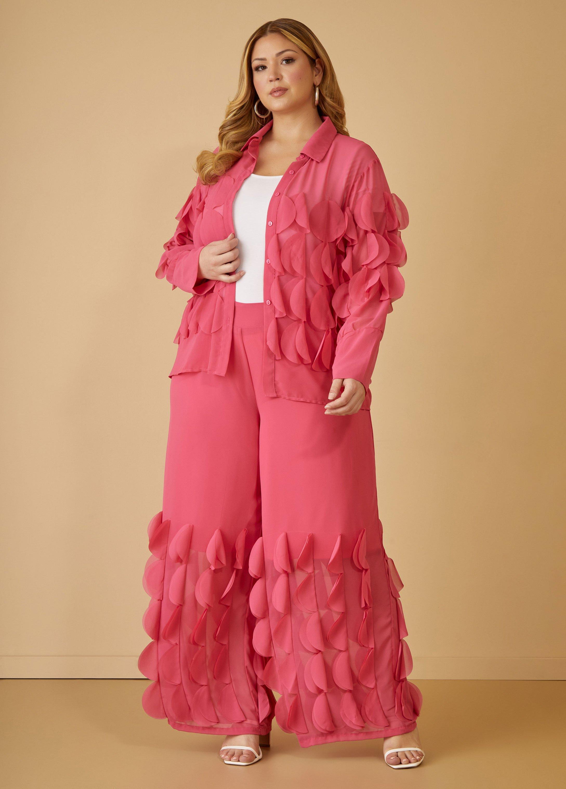 Plus Size Circle Appliqued Wide Leg Pants Ashley Stewart Product Image