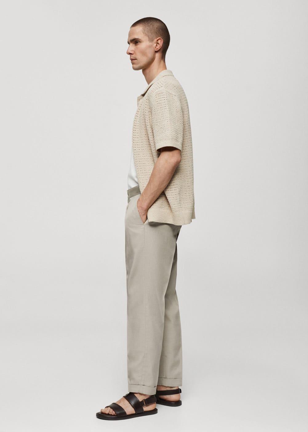 Mango Mens Linen Pockets Detail Overshirt Pants Set Product Image