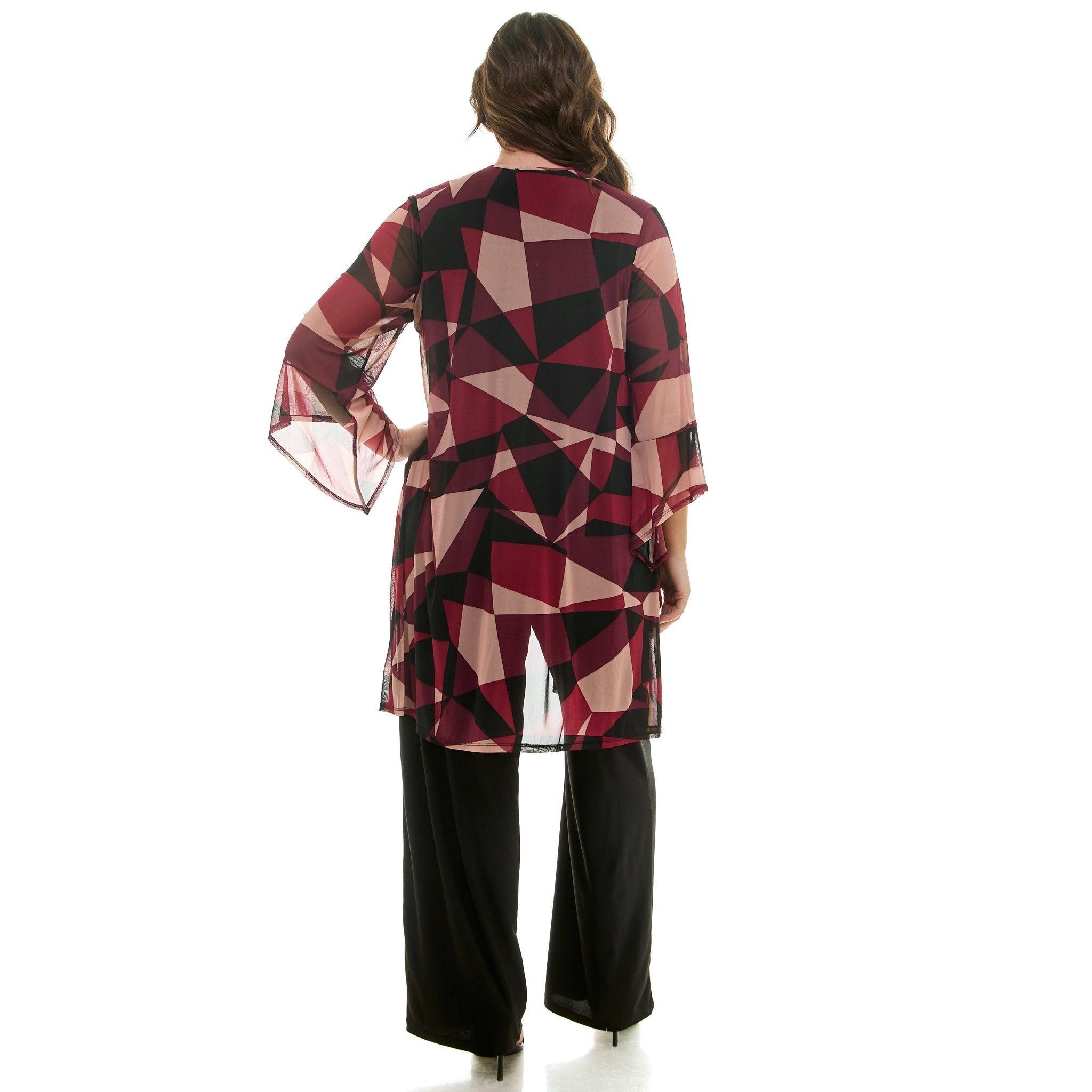 Geometric Berry Pantset with Necklace - Plus Product Image