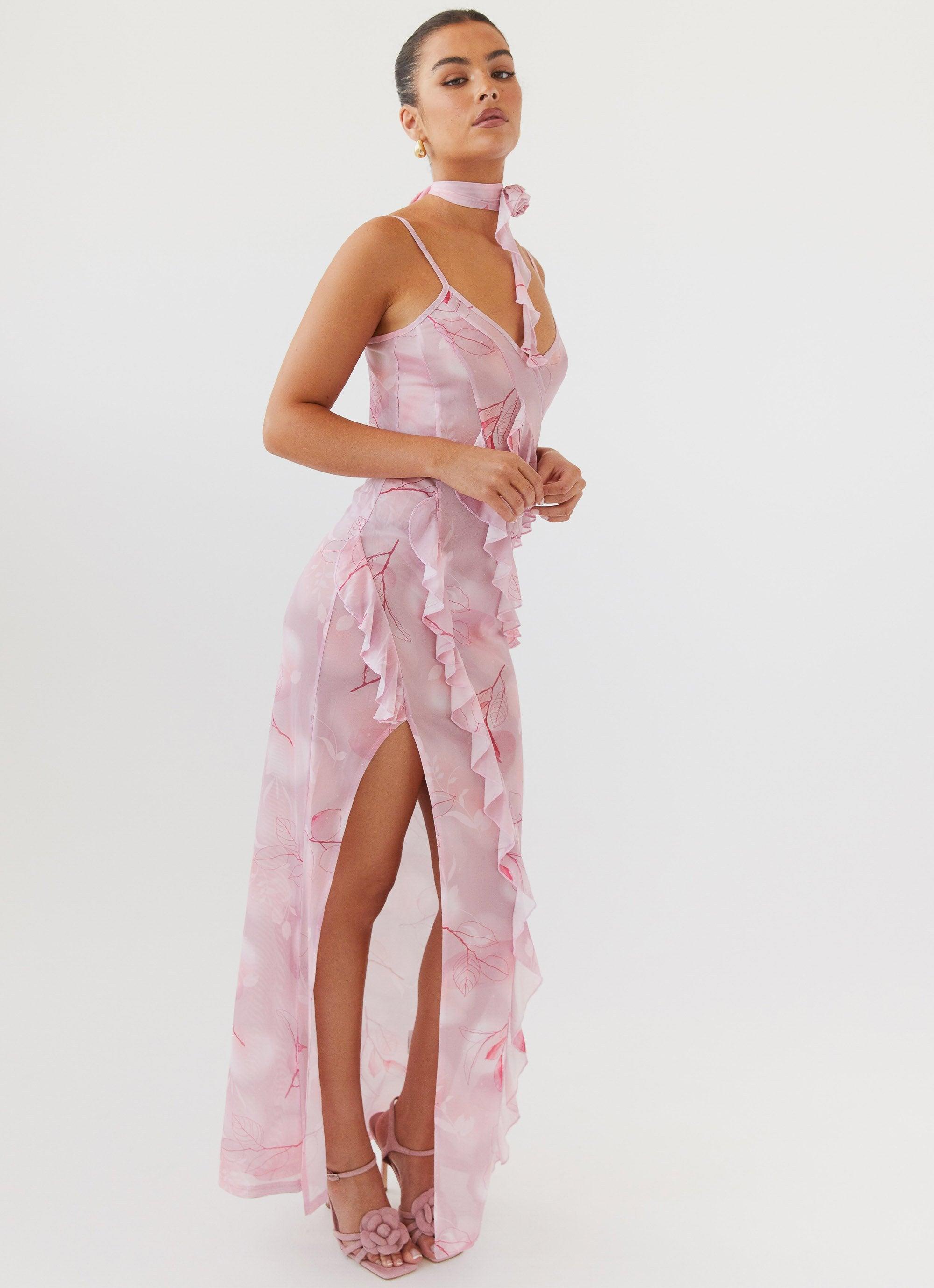 New Romantics Mesh Maxi Dress - Soft Pink Product Image