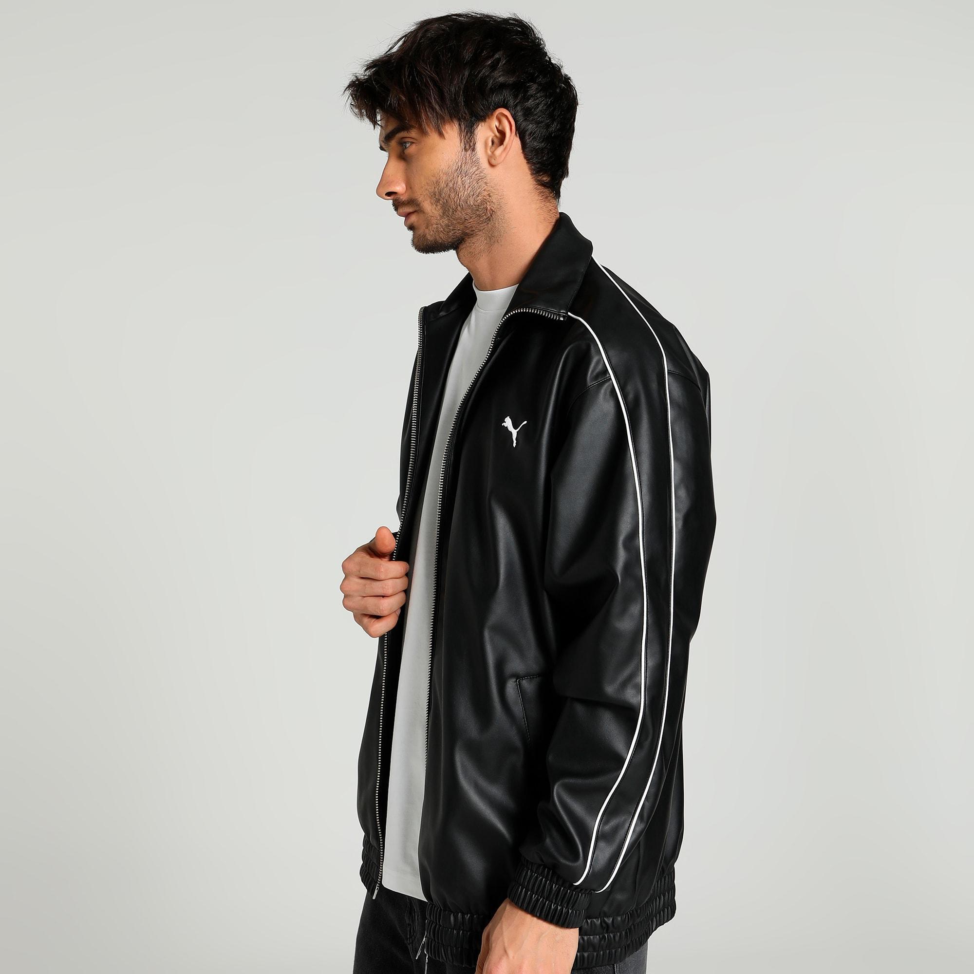 T7 Pleather Men's Track Jacket Product Image