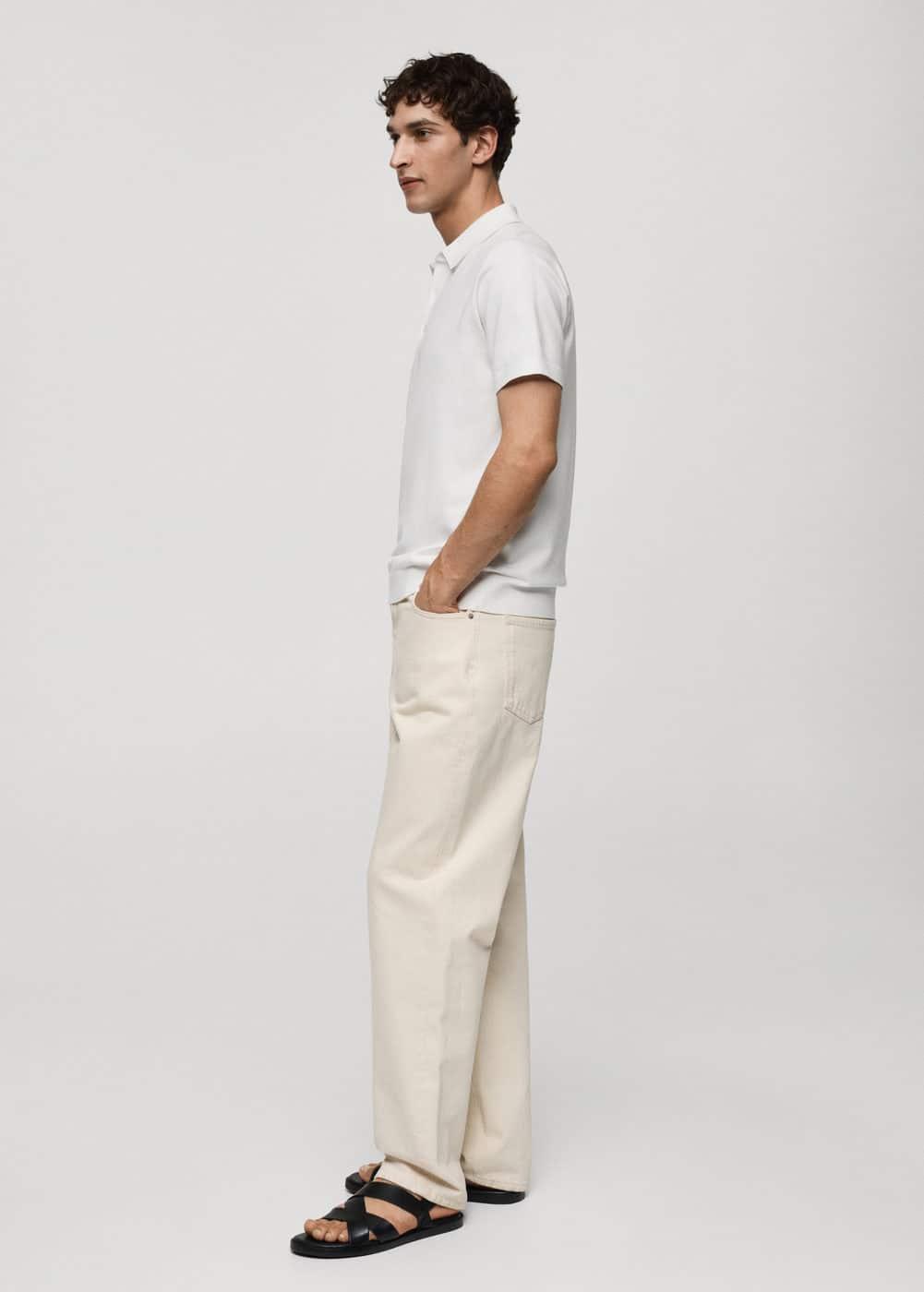 MANGO MAN - Fine-knit polo shirt whiteMen Product Image