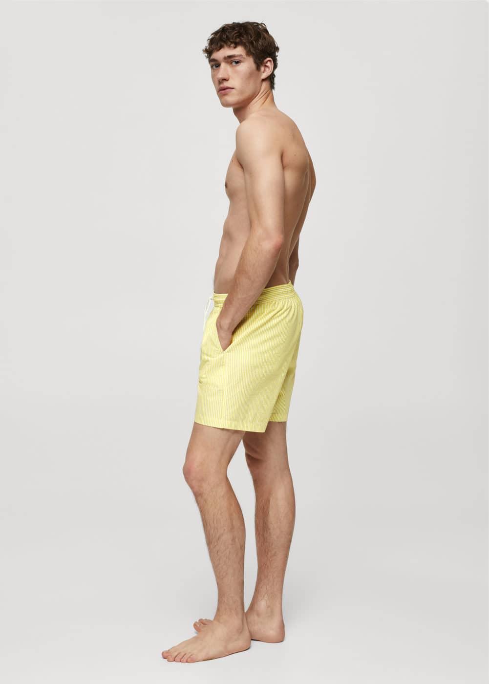 Mango Mens Seersucker Striped Drawstring Swimsuit Product Image