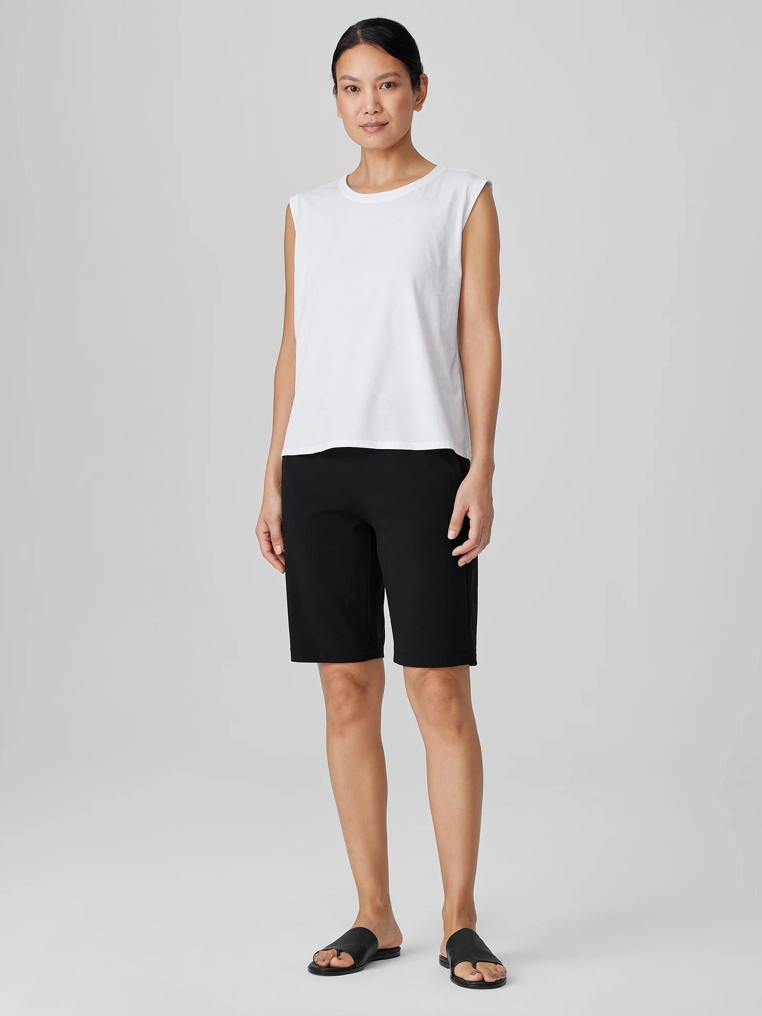 EILEEN FISHER Pima Cotton Stretch Jersey Walking Shortsfemale Product Image