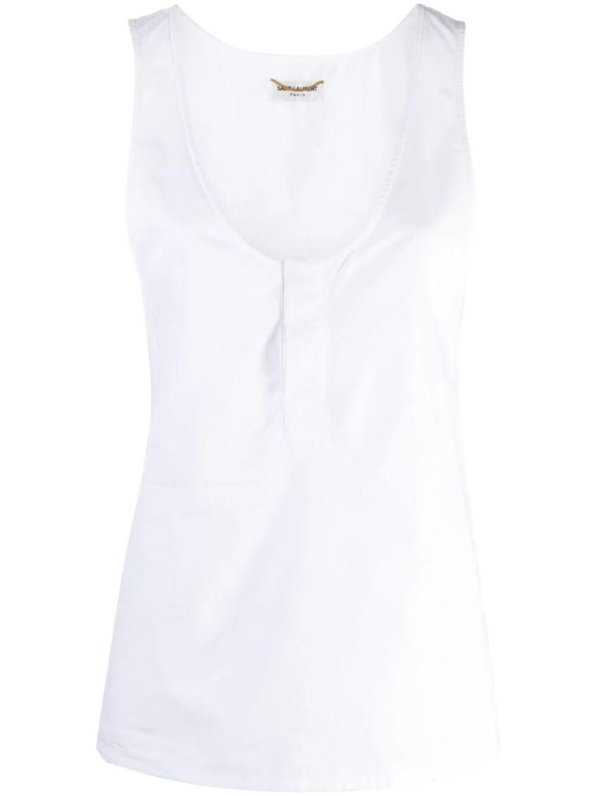 White Henley Tank Top Product Image