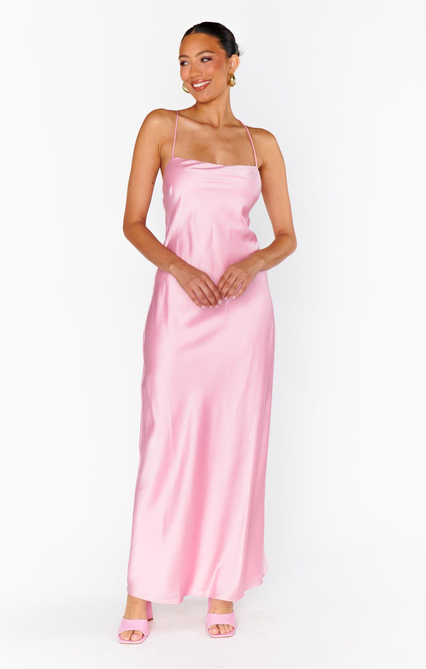 Dani Slip Dress ~ Light Pink Luxe Satin Product Image